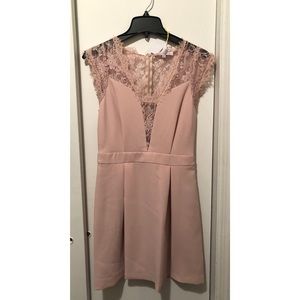 BCBG Lace-Back Pleated Dress